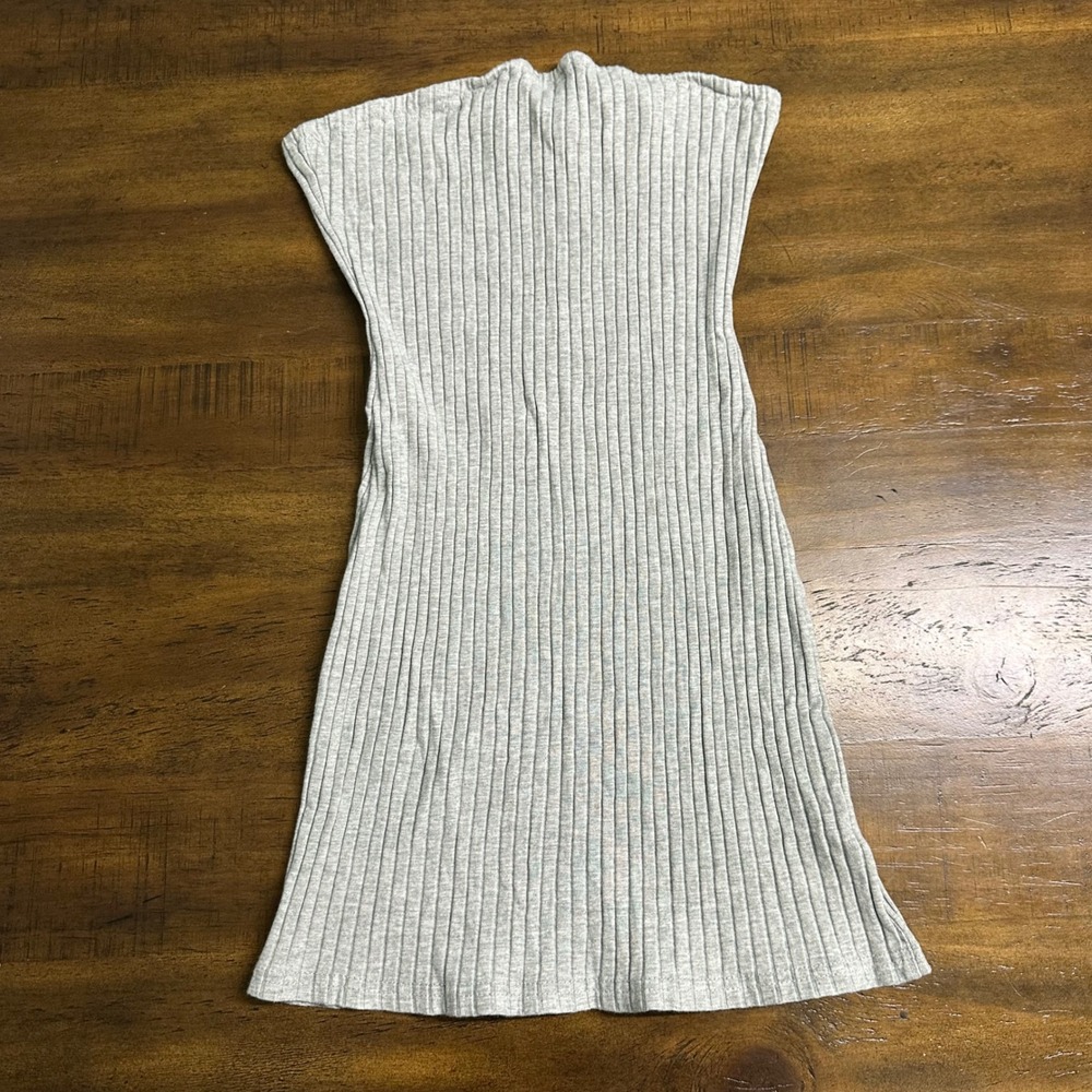 Zaful Womens Heather Grey Ribbed Knit Strapless TubeTop Mini Dress Size 4 Cotton